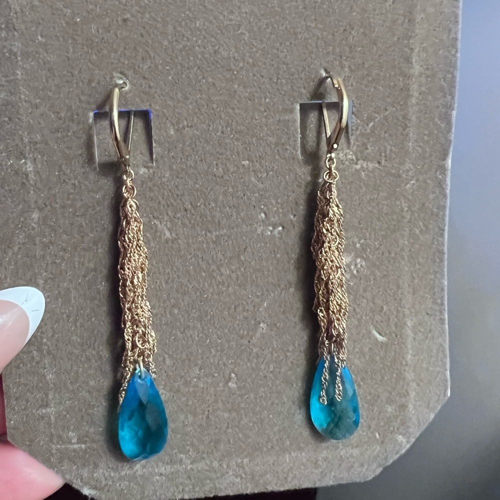 Nolan Miller Elegant Gold and Blue Drop Earrings